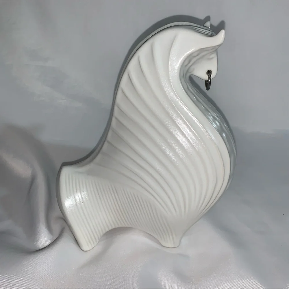 vintage JONATHAN ADLER white ceramic BULL coin bank
